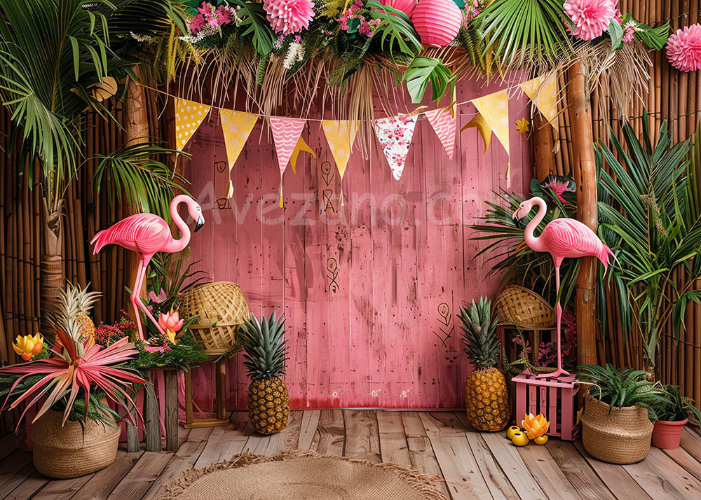 Avezano Pink Flamingos Party Photography Background