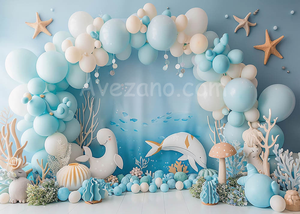 Arche de ballons sur le thème de l'océan Avezano - Photographie de fête Cakesmash