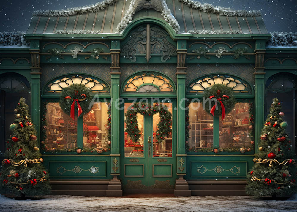 Avezano Magnifique boutique verte et toile de fond pour photographie d'arbre de Noël