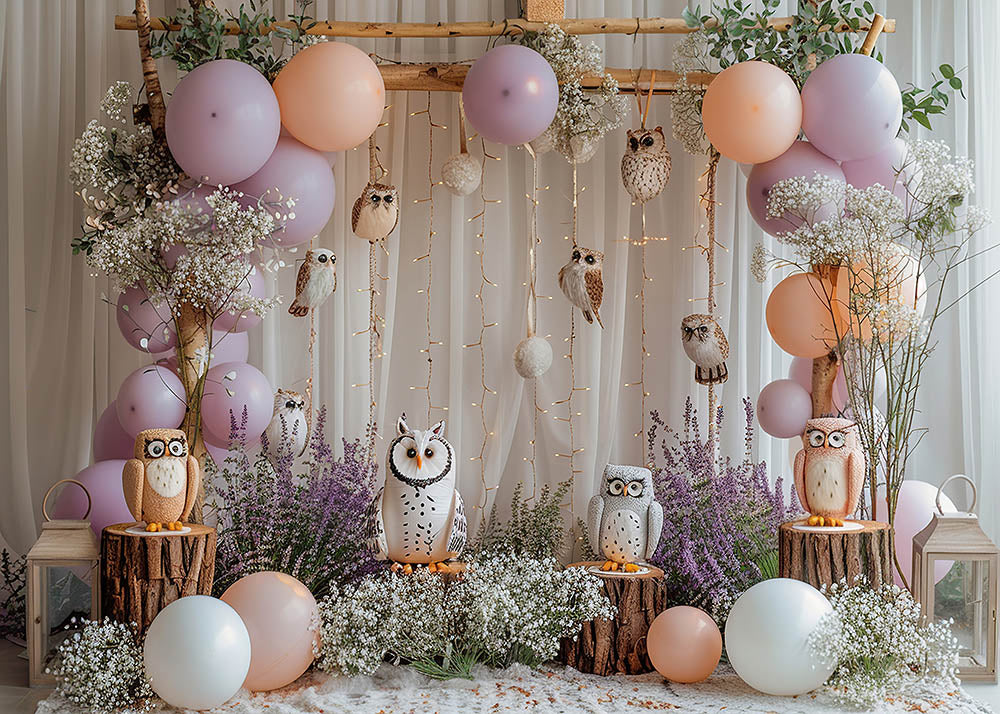 Avezano Purple Lavender and Owl Photography Background
