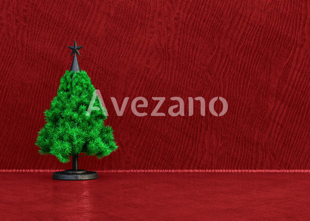Avezano Minimalist Red Christmas Tree Photography Backdrop
