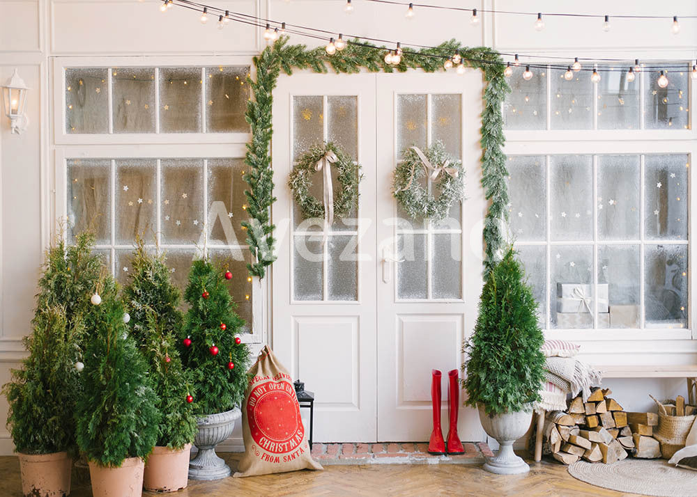 Avezano Simple Christmas Doorway Photography Backdrop