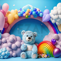 Avezano Blue Teddy Bear Balloon Party Birthday Photography Background-AVEZANO
