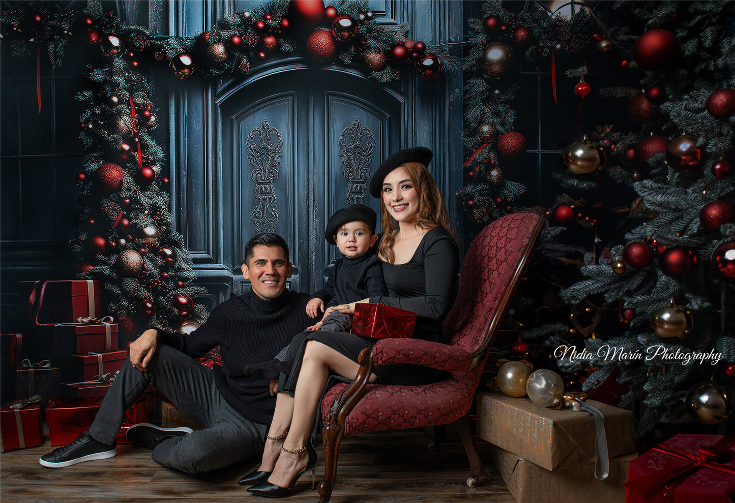 Avezano Red Christmas Gift Photography Backdrop
