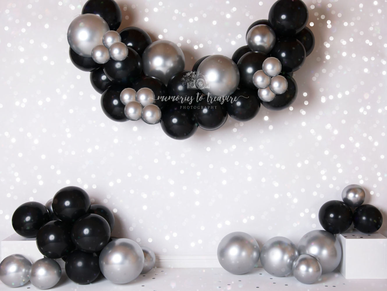 Avezano Black Balloon Birthday Party Backdrop for Photography By Paula Easton