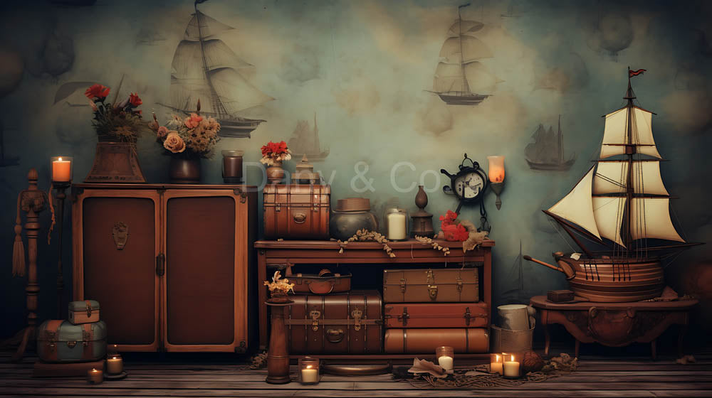 Avezano Back to School Indoor Retro Sailboat model Photography Backdrop Designed By Danyelle Pinnington