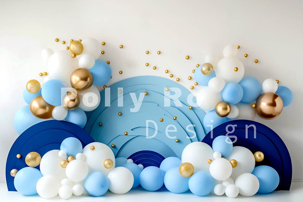 Avezano Blue Party Cake Smash Photography Backdrop Designed By Polly Ro Design