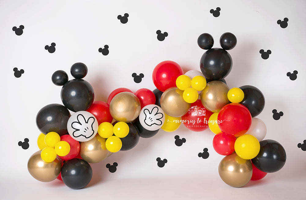 Avezano Cartoon Party Balloons Birthday Cake Smash Backdrop for Photography By Paula Easton