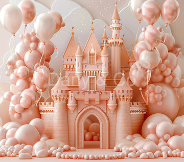 Avezano Pink and Gold Balloon Party Castle Backdrop Designed By Danyelle Pinnington