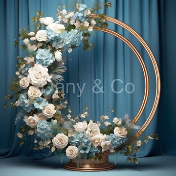 Avezano Garland of White and Blue Roses Backdrop Designed By Danyelle Pinnington