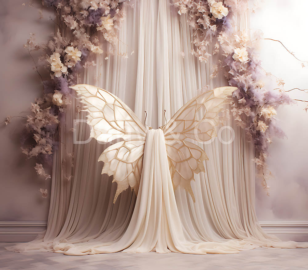 Avezano White Butterfly Wings Digital Backdrop Designed By Elegant Dreams