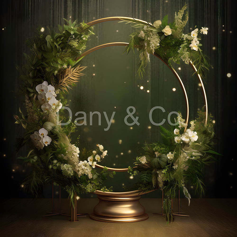 Avezano Green Leaf Garland Digital Backdrop Designed By Elegant Dreams