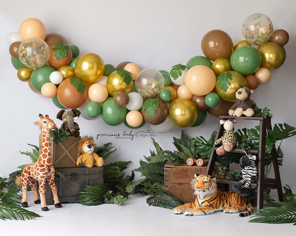 Wild One Safari 1st Birthday Backdrop – 7x5ft Jungle Animals Photography Background For Boys - View #2