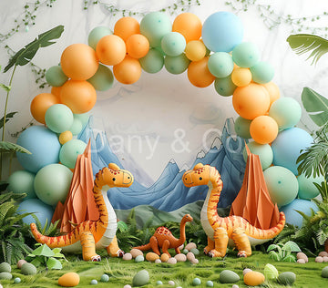 Avezano Balloon Arches and Dinosaurs Model Digital Backdrop Designed By Elegant Dreams