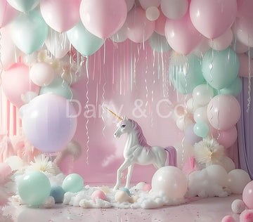Avezano Pink Balloon Party Digital Backdrop Designed By Elegant Dreams