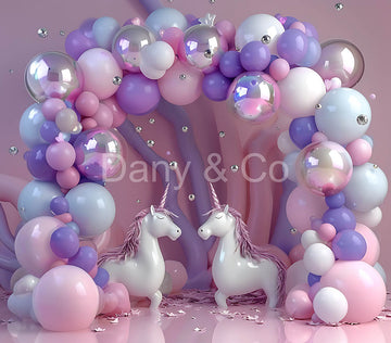 Avezano Purple Balloon Arch Party Digital Backdrop Designed By Elegant Dreams