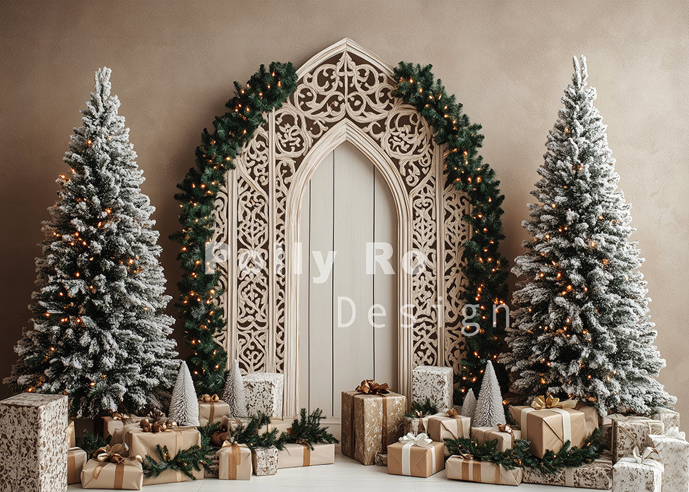 Arbre de Noël d'Avezano et toile de fond pour photographie d'écran conçue par Polly Ro Design
