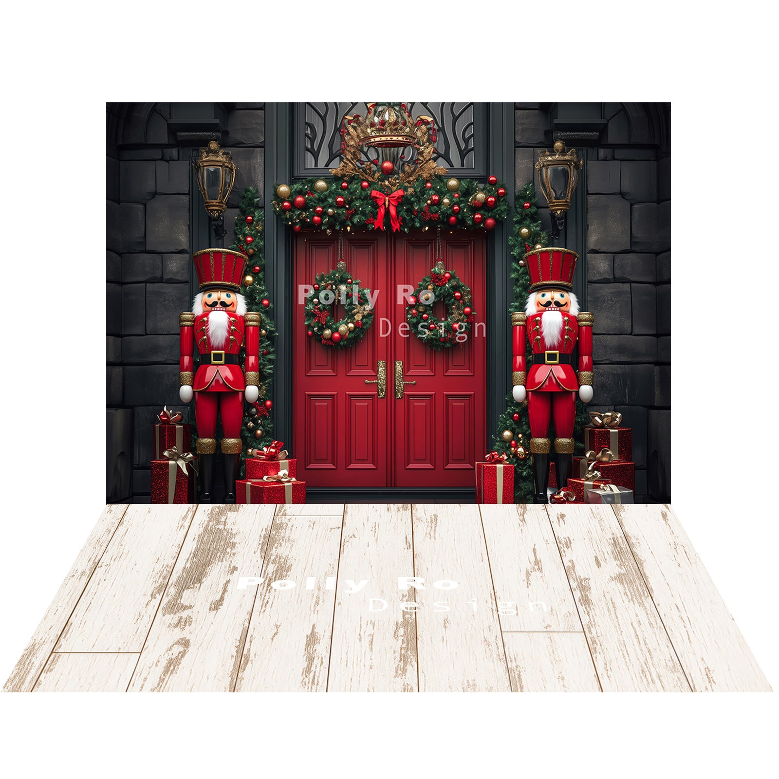 Avezano Christmas Fireplace Interior 2 pcs Set Backdrop holiday gift