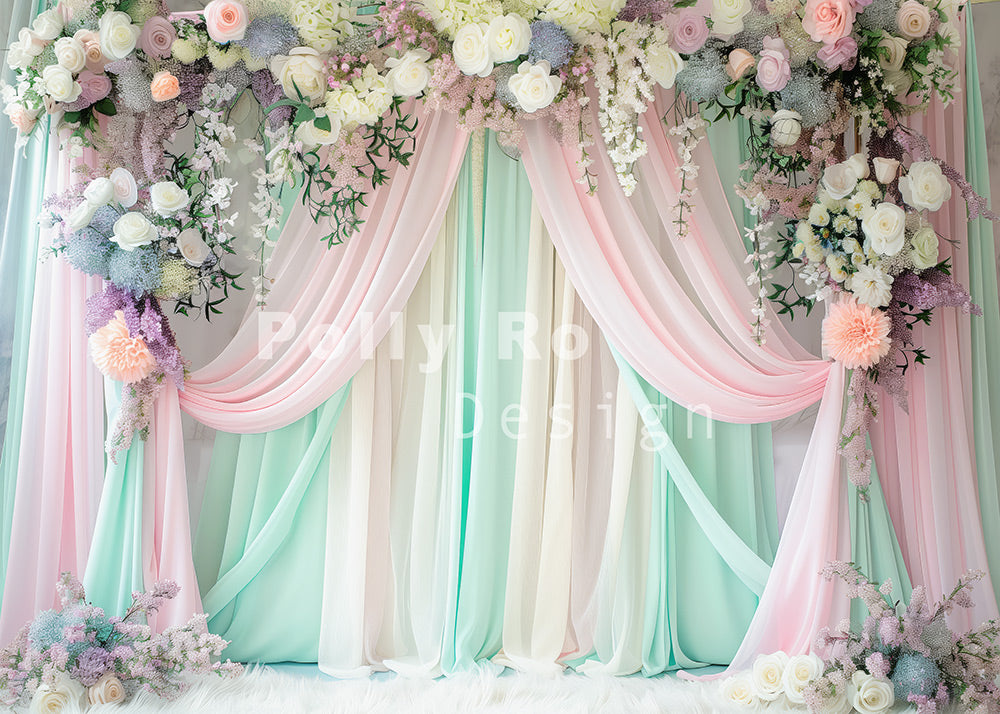 Avezano Spring light Window Screens and Flowers Photography Backdrop Designed By Polly Ro Design