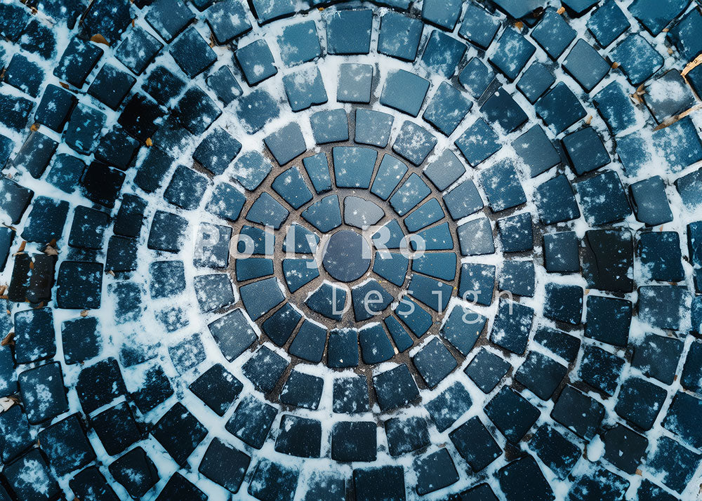Avezano Round Floor Tiles and Snow Photography Backdrop Designed By Polly Ro Design