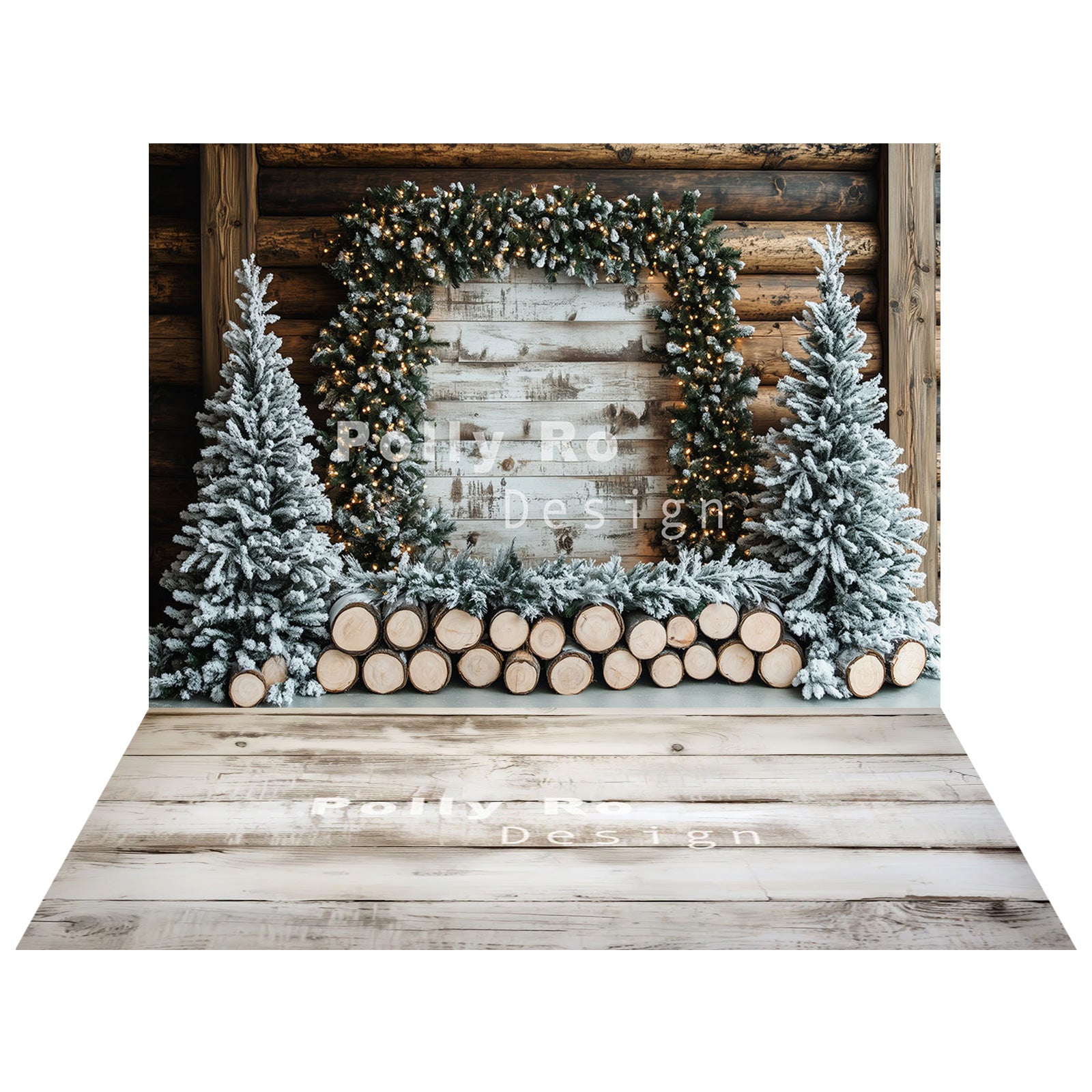 Avezano Christmas Fireplace Interior 2 pcs Set Backdrop holiday gift