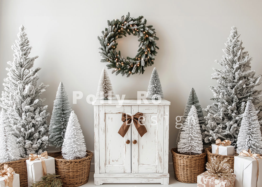 Toile de fond pour photographie de Noël en bois blanc d'Avezano conçue par Polly Ro Design