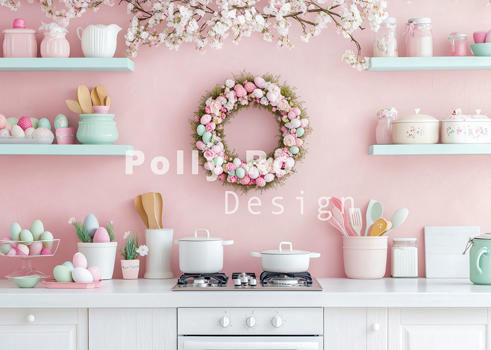 Toile de fond pour photographie de cuisine de printemps de Pâques d'Avezano conçue par Polly Ro Design