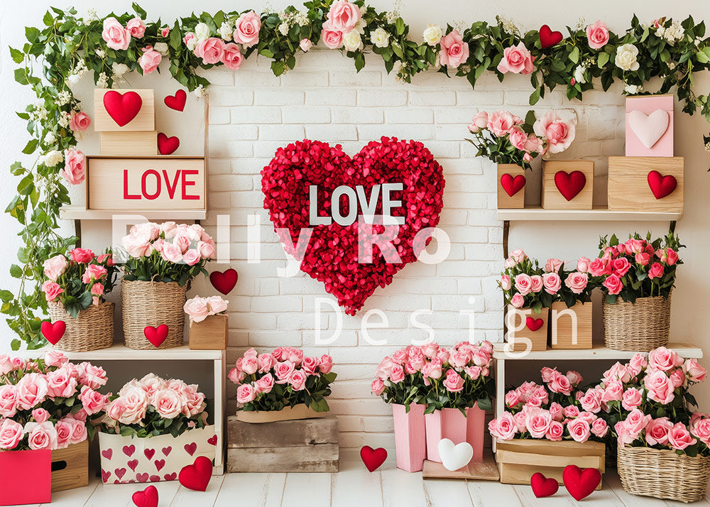 Avezano Valentine's Day Rose Love Petals Photography Backdrop Designed By Polly Ro Design