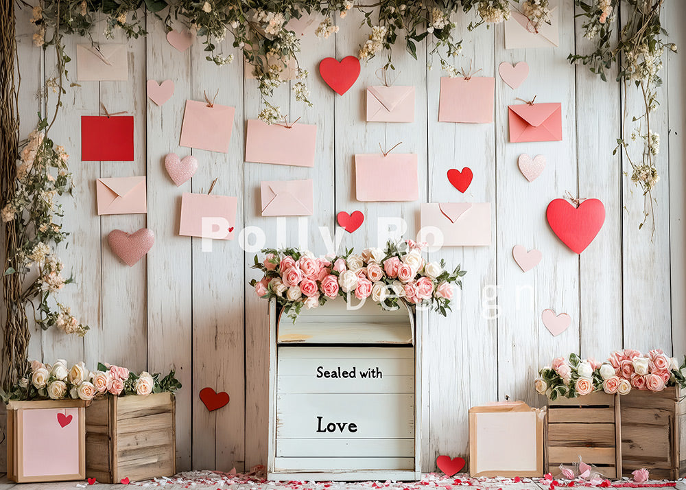 Avezano Valentine's Day Confession Envelope Photography Backdrop Designed By Polly Ro Design