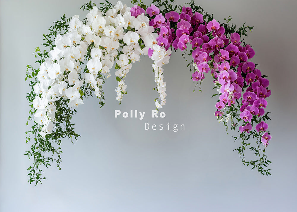 Avezano Phalaenopsis Purple and White Photography Backdrop Designed By Polly Ro Design