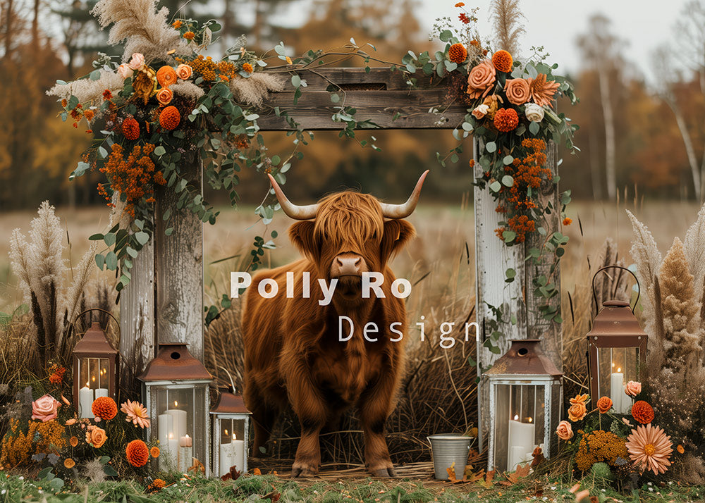 Avezano Boho Wooden Doors and Cattle Photography Backdrop Designed By Polly Ro Design