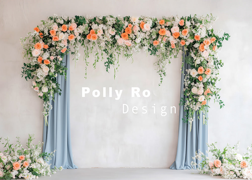 Avezano Blossoms and Blues Photography Backdrop Designed By Polly Ro Design