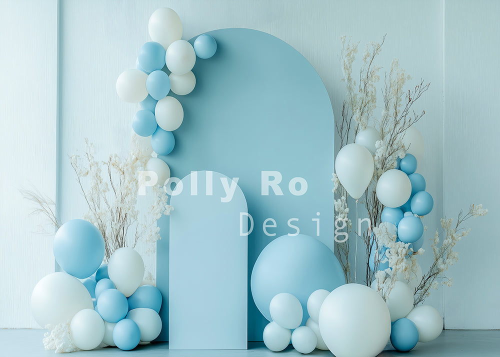 Avezano Blue Arch And White Balloons Photography Backdrop Designed By Polly Ro Design