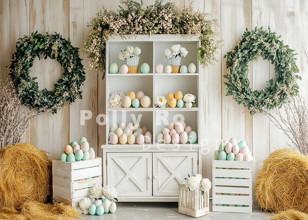 Toile de fond pour photographie de pailles et d'œufs de Pâques d'Avezano conçue par Polly Ro Design