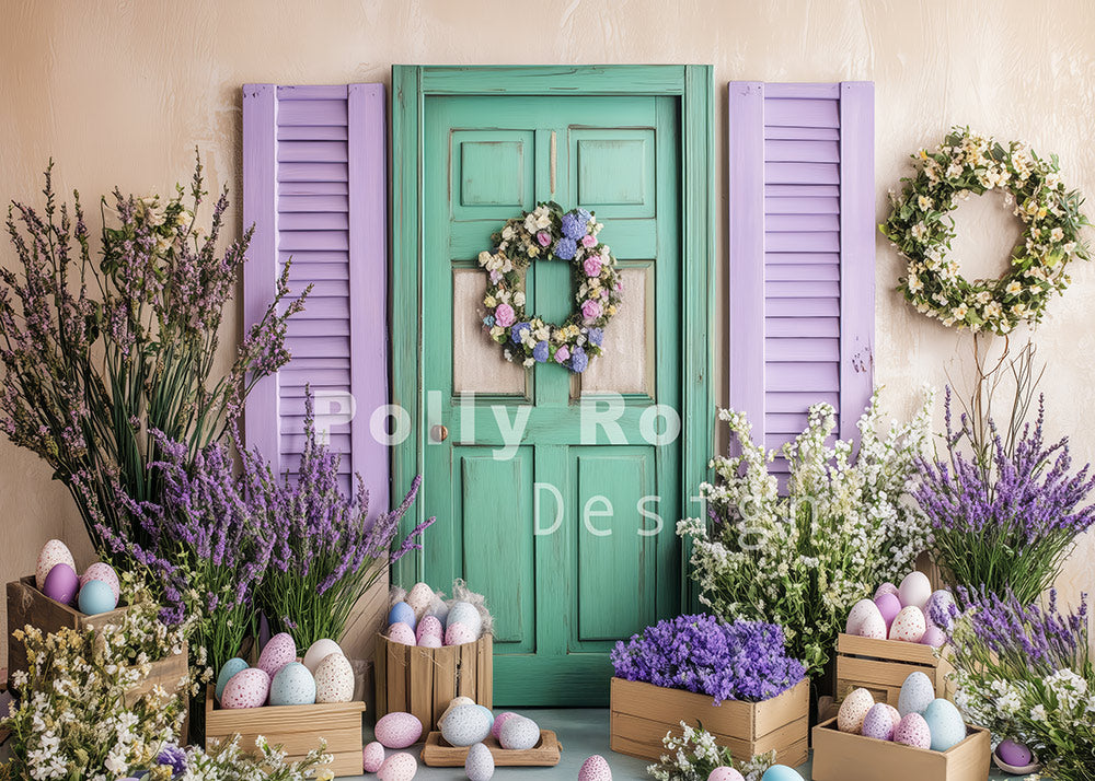 Avezano Romantic Wisteria And Garland Cyan Gate Photography Backdrop Designed By Polly Ro Design
