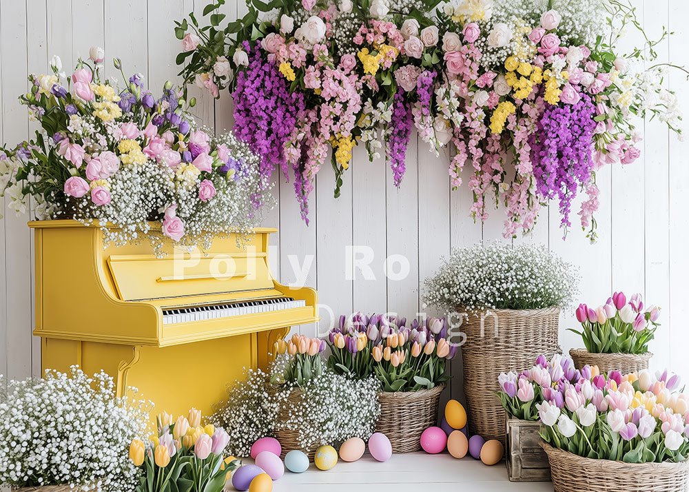 Toile de fond pour photographie de pailles et d'œufs de Pâques d'Avezano conçue par Polly Ro Design