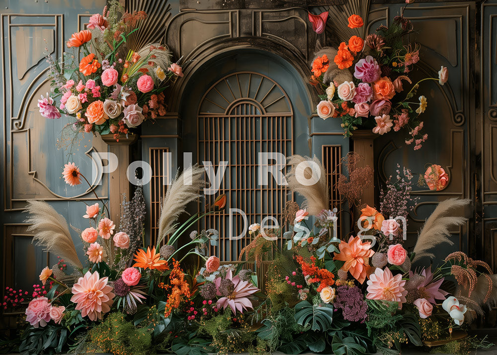 Avezano Boho Interior Colorful Bright Flowers Photography Backdrop Des