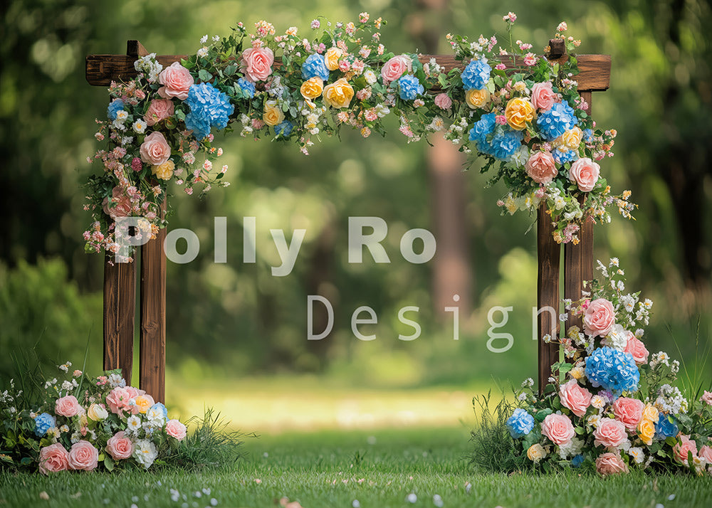 Avezano Romantic Park Wreath And Wooden Fence Photography Backdrop Designed By Polly Ro Design