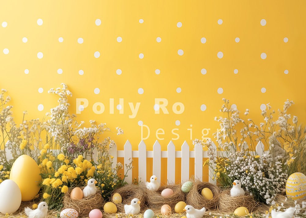 Toile de fond pour photographie de pailles et d'œufs de Pâques d'Avezano conçue par Polly Ro Design