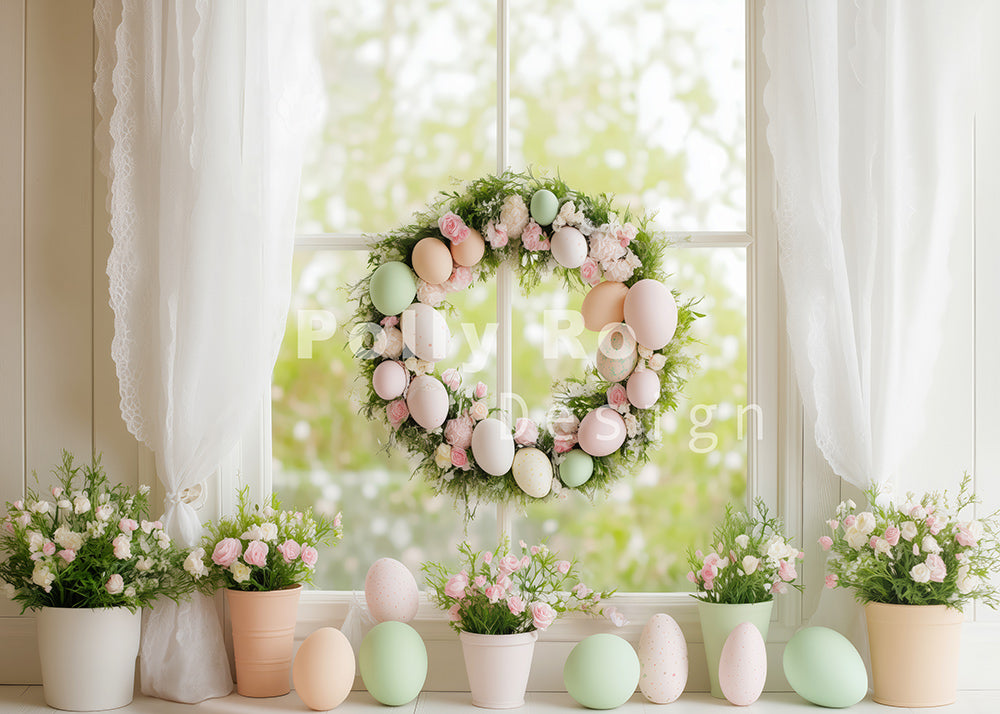 Avezano Easter Sill Potted Photography Backdrop Designed By Polly Ro Design