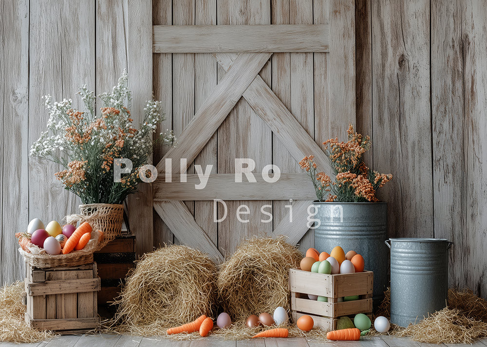 Toile de fond pour photographie de pailles et d'œufs de Pâques d'Avezano conçue par Polly Ro Design