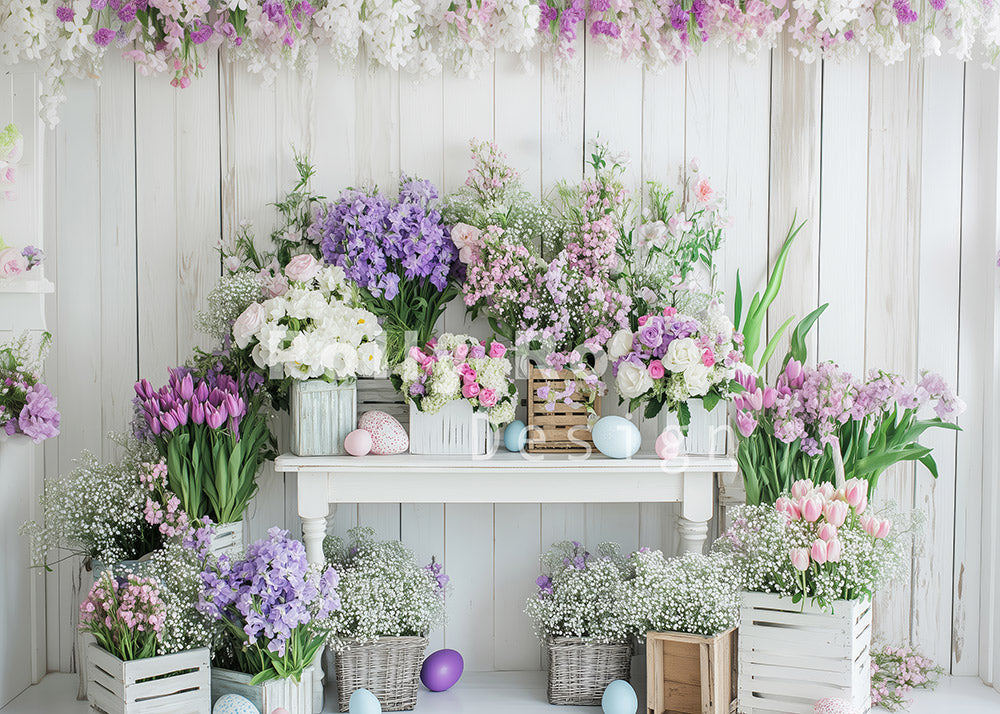 Avezano Easter Purple Flowers Photography Backdrop Designed By Polly Ro Design