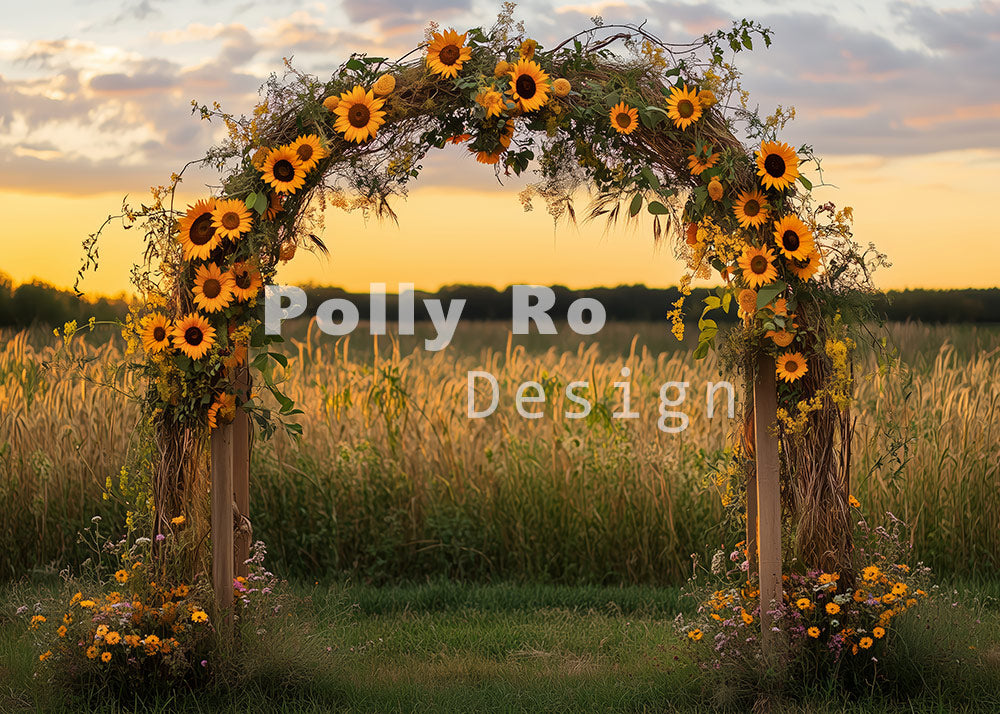Avezano Summer Sunflower Arch Photography Backdrop Designed By Polly Ro Design