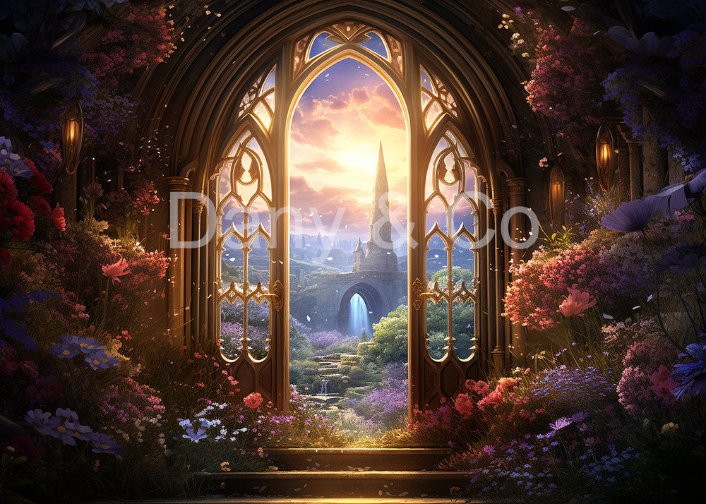 Fleurs en pot et portes Avezano en toile de fond conçues par Danyelle Pinnington