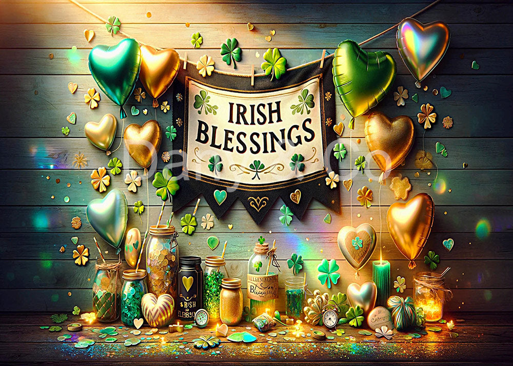 Avezano St. Patrick's Day Green Clover Backdrop Designed By Danyelle Pinnington