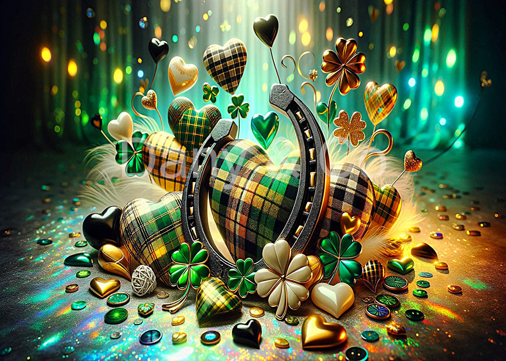Avezano Irish Heart Decorations and Shamrocks Backdrop Designed By Danyelle Pinnington