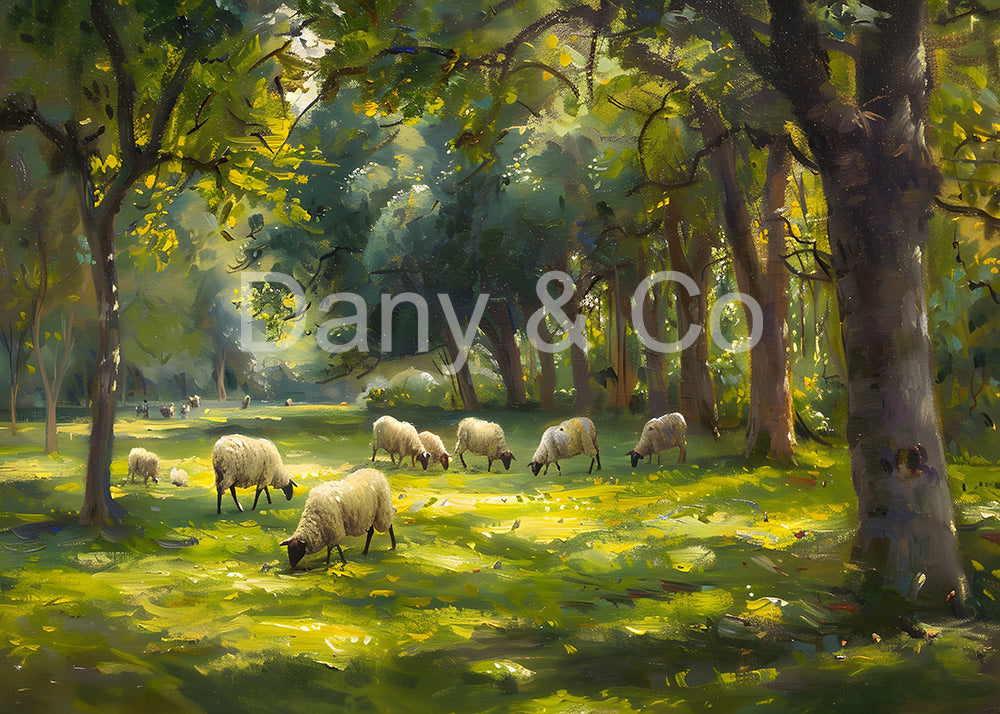 Avezano Oil Painting of a Meadow in the Forest Backdrop Designed By Danyelle Pinnington