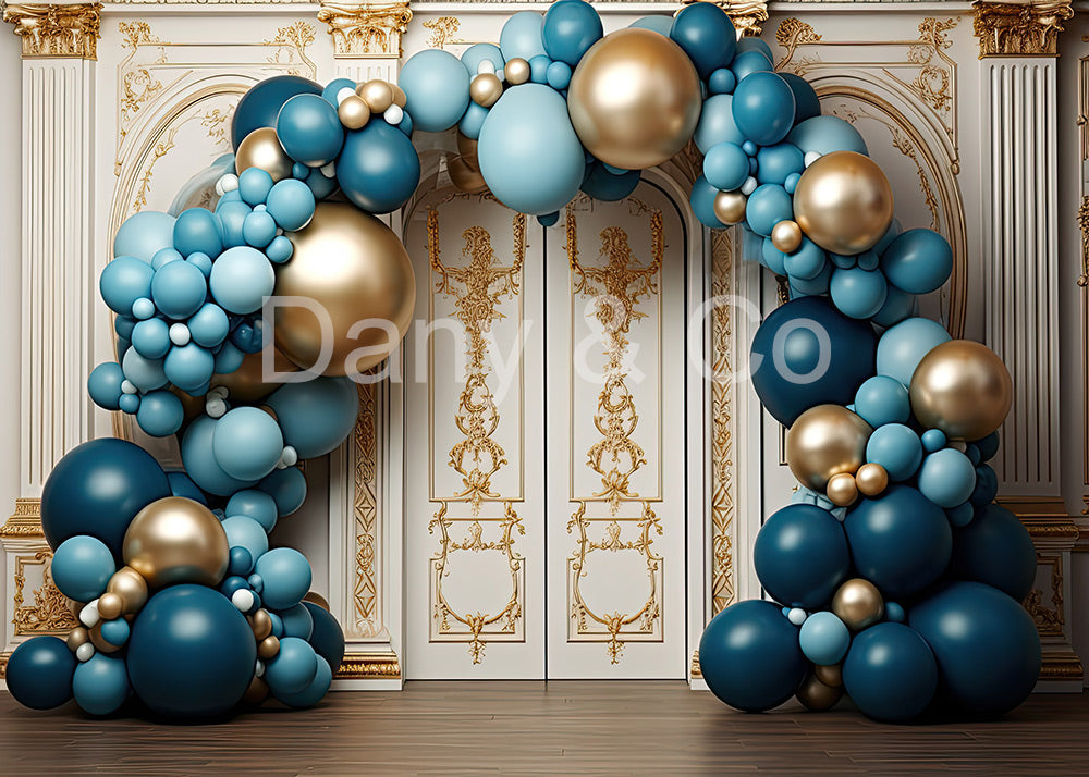 Avezano Golden Carved Doors and Balloon Arches Backdrop Designed By Danyelle Pinnington