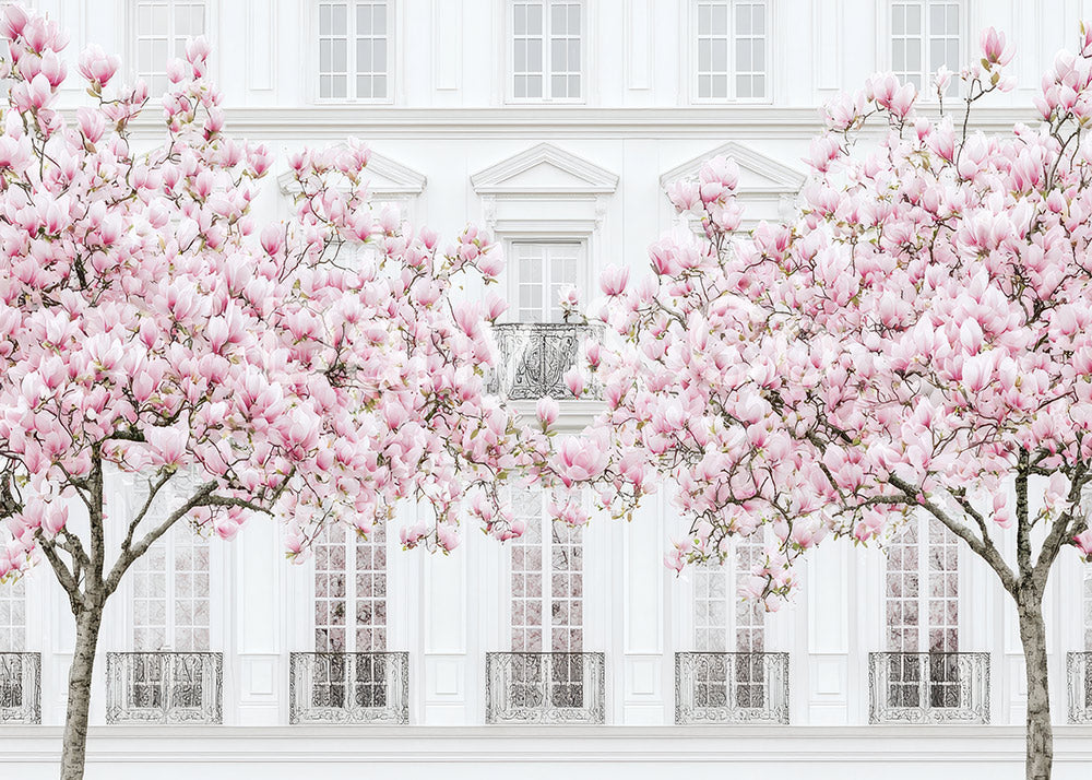 Avezano European Architecture and Pink Flowers Backdrop Designed By Danyelle Pinnington