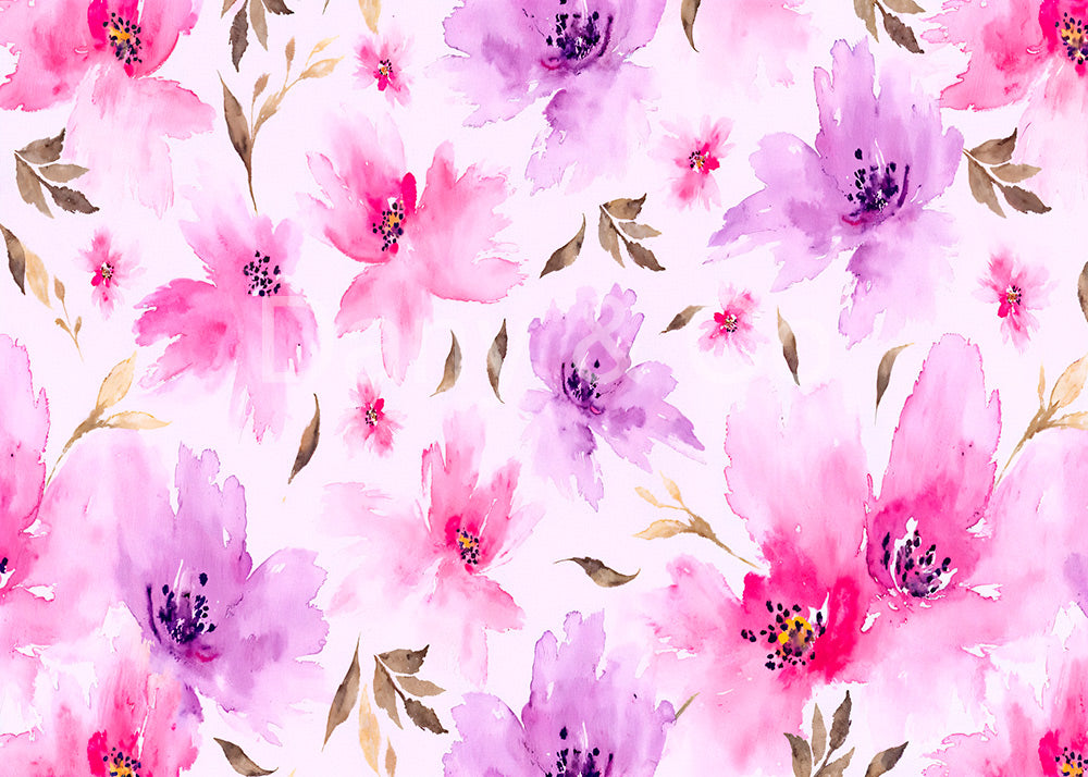 Avezano Purple Watercolor Flowers Backdrop Designed By Danyelle Pinnington